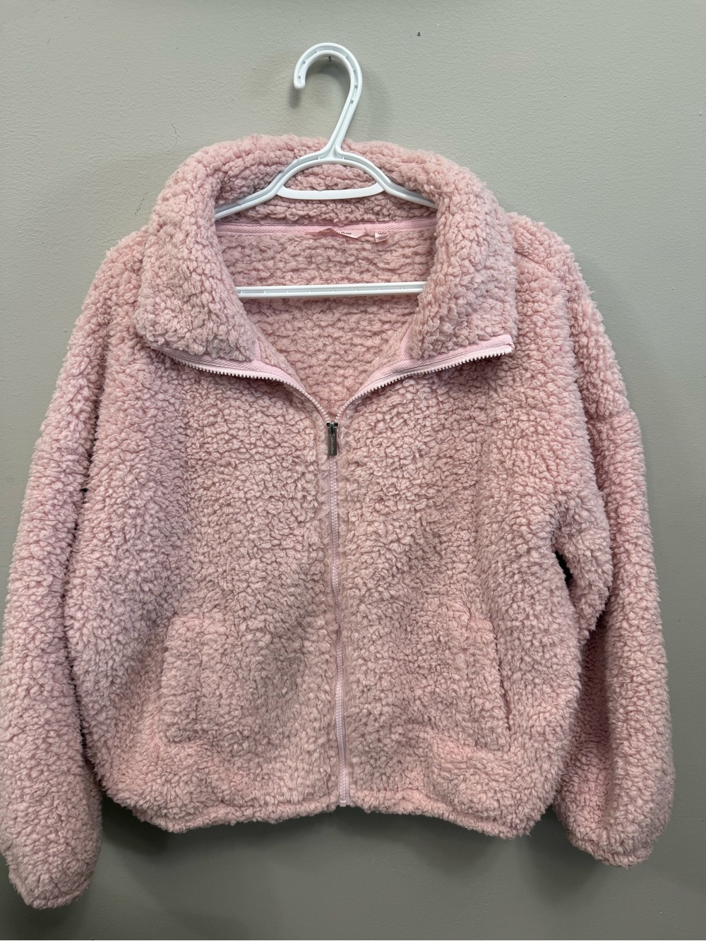 La Vie En Rose Pink Plush Sherpa Zip Sweater Womens Medium
